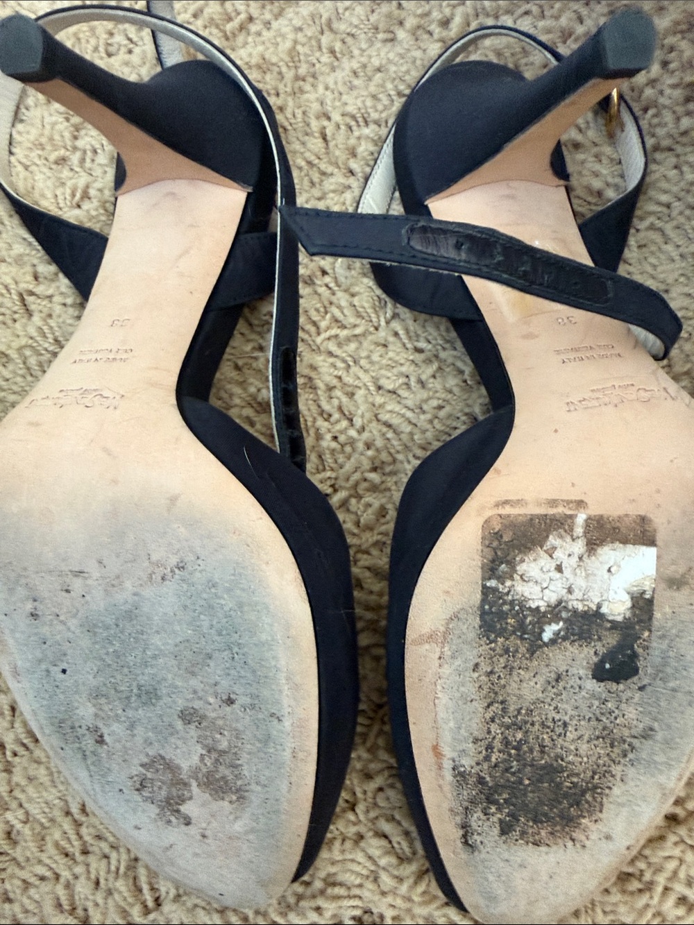 Yves Saint Laurent Black Satin Slingback Heels with Rosette Accent - Picture 5 of 6